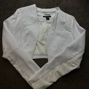 White Cropped LEATHER Jacket